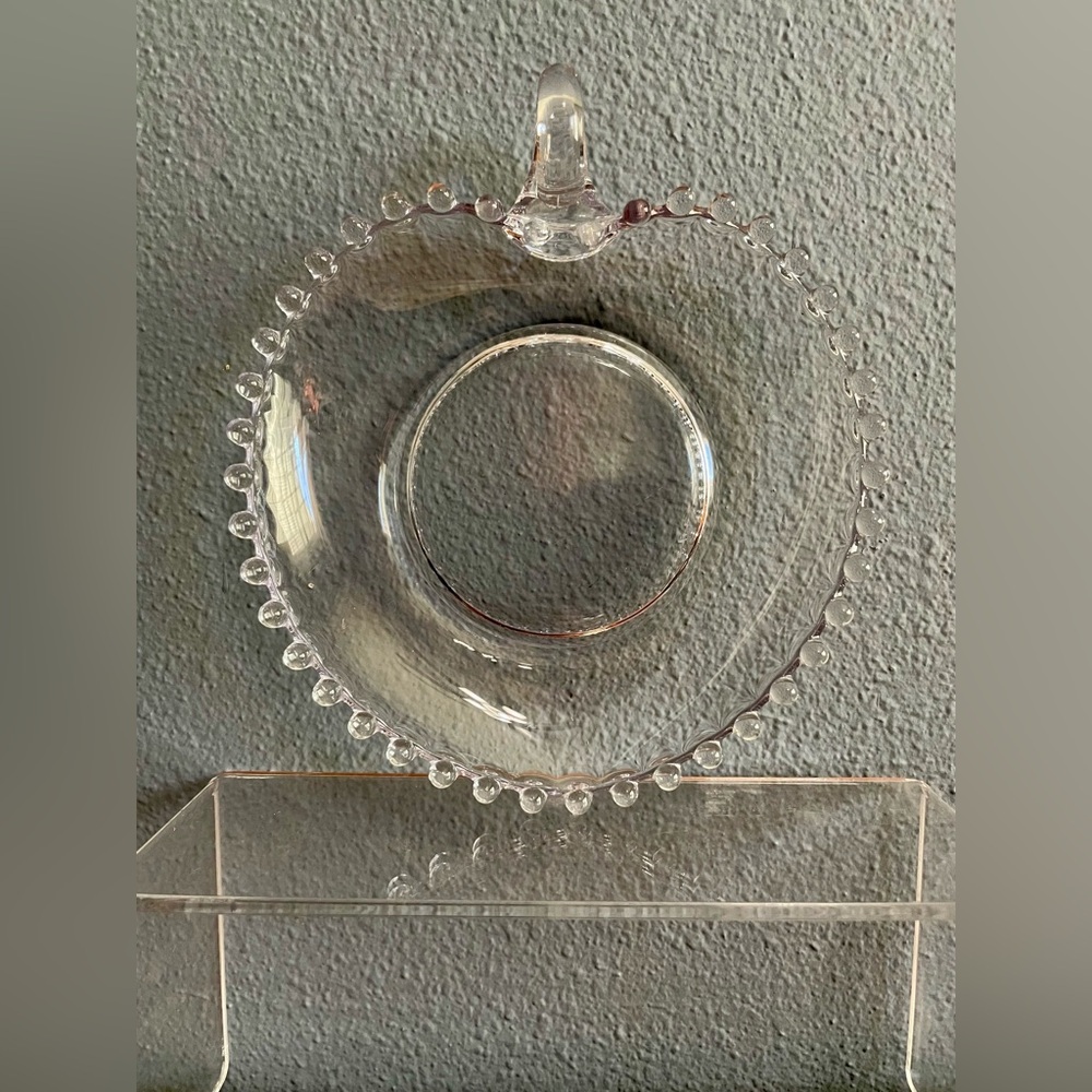 Antique Vintage Imperial Glass Candlewick Heart Shaped Candy Dish